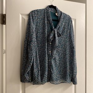 Loft floral neck tie blouse